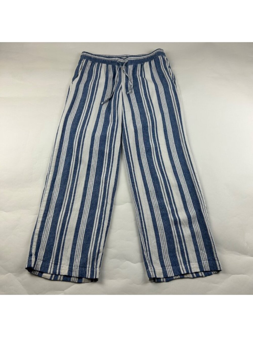 Old Navy Blue Striped Linen Blend Relaxed Leg Lounge Pant S